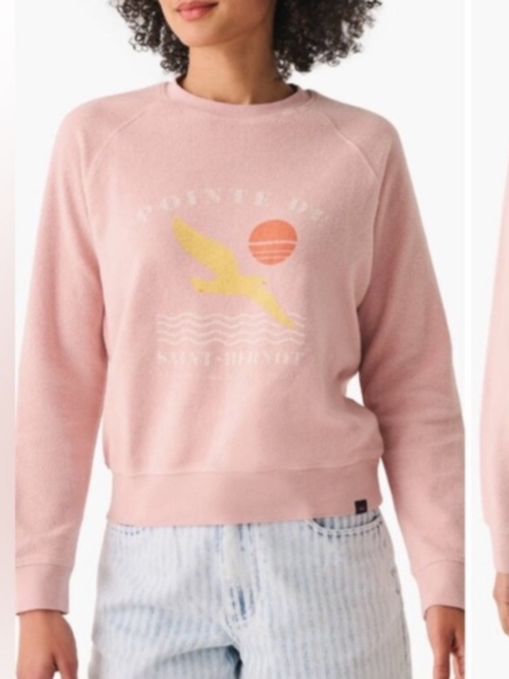 Faherty Beach Organic Cotton Reverse Fleece Crew Sweatshirt Medium Blush Pink